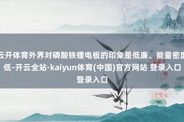 云开体育外界对磷酸铁锂电板的印象是低廉、能量密度低-开云全站·kaiyun体育(中国)官方网站 登录入口