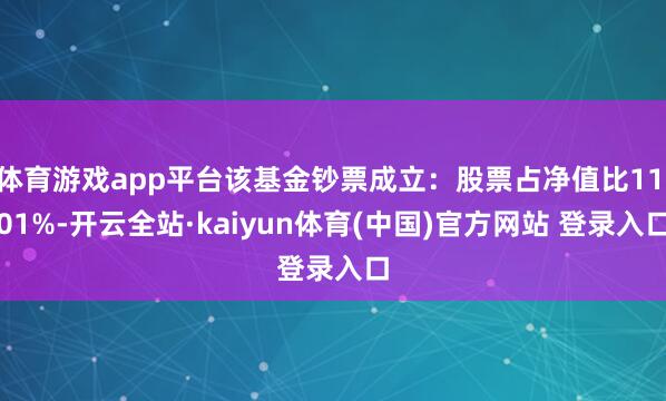 体育游戏app平台该基金钞票成立：股票占净值比11.01%-开云全站·kaiyun体育(中国)官方网站 登录入口